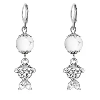 Серьги-амулеты Золотая рыбка (исполнение желаний), кахолонг SE-MKA23-27