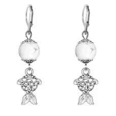 Серьги-амулеты Золотая рыбка (исполнение желаний), кахолонг SE-MKA23-27