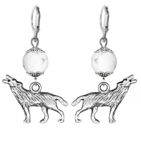 Серьги-амулеты Волк (защита, сила, победа), кахолонг SE-MKA23-28