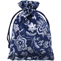 Мешочек из парчи 10х14см, цвет темно-синий MS039-07