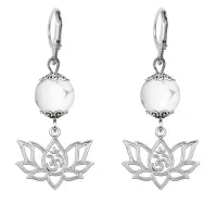 Серьги-амулеты Ом и лотос (защита, гармония, развитие), кахолонг SE-MKA23-30