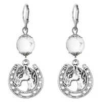 Серьги-амулеты Подкова (счастье), кахолонг SE-MKA23-31