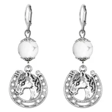 Серьги-амулеты Подкова (счастье), кахолонг SE-MKA23-31