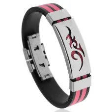 Силиконовый браслет с пряжкой, цвет чёрно-розовый BS123-4