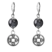 Серьги-амулеты Монетка (богатство), лабрадор SE-MKA24-13