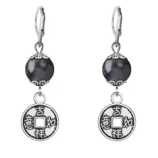 Серьги-амулеты Монетка (богатство), лабрадор SE-MKA24-13