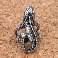 Кольцо Игуана большое, цвет серебр. KL025