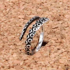 Кольцо Щупальца осьминога безразмерное, цвет серебр. KL034