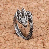 Кольцо Дракон безразмерное, цвет серебр. KL035