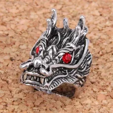 Кольцо большое Дракон, размер 19мм, цвет серебр. KL037-19