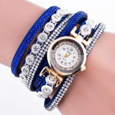 Часы - браслет со стразами, цвет синий WA063