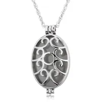 Светящийся кулон - аромамедальон с цепочкой Овал 40х24мм, цвет серебристый