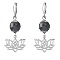 Серьги-амулеты Ом и лотос (защита, гармония, развитие), лабрадор SE-MKA24-30
