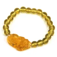 Браслет Пи Яо, стекло 8мм, цвет желтый BS137-1