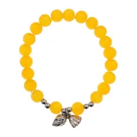 Стеклянный браслет 10мм с подвесками в ассорт., цвет оранжевый BS148-1