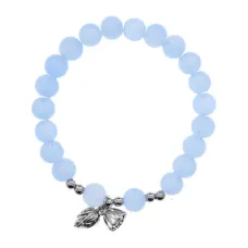 Стеклянный браслет 10мм с подвесками в ассорт., цвет синий BS148-4