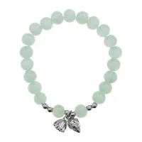 Стеклянный браслет 10мм с подвесками в ассорт., цвет зеленый BS148-5