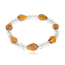 Стеклянный браслет с граненными бусинами 6-8мм, цвет золотой BS149-2