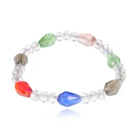 Стеклянный браслет с граненными бусинами 6-8мм, разноцветный BS149-3