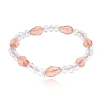 Стеклянный браслет с граненными бусинами 6-8мм, цвет розовый BS149-4