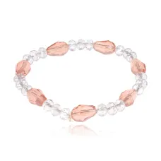 Стеклянный браслет с граненными бусинами 6-8мм, цвет розовый BS149-4