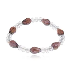 Стеклянный браслет с граненными бусинами 6-8мм, цвет сиреневый BS149-5