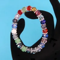 Браслет из стеклянных бусин с разделителями, огранка 8мм, разноцветный BS152-1