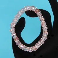 Браслет из стеклянных бусин с разделителями, огранка 8мм, цвет розовый BS152-6