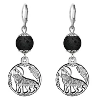 Серьги-амулеты Волк (защита, сила, победа), лава SE-MKA25-07