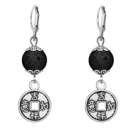 Серьги-амулеты Монетка (богатство), лава SE-MKA25-13