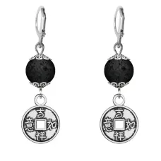 Серьги-амулеты Монетка (богатство), лава SE-MKA25-13