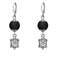 Серьги-амулеты Черепаха (здоровье и долголетие), лава SE-MKA25-16