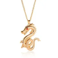 Кулон с цепочкой Дракон 55х38мм, цвет золот. BJK047