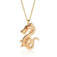 Кулон с цепочкой Дракон 55х38мм, цвет золот. BJK047