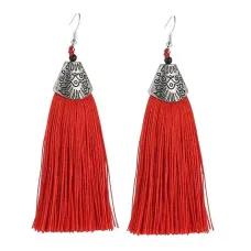 Серьги-кисточки с колпачками 10,5 см, цвет красный SE044-3