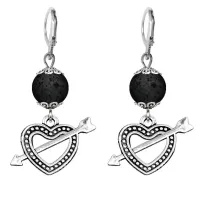 Серьги-амулеты Сердце со стрелой (любовь), лава SE-MKA25-22