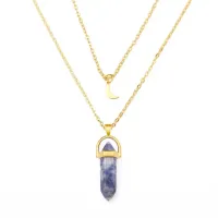 Кулон-маятник на цепочке Содалит, цвет золот. BJK051-S