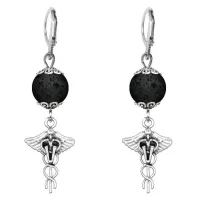 Серьги-амулеты Кадуцей (здоровье, бизнес, гармония), лава SE-MKA25-33