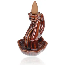 Подставка для благовоний Пуля Рука и лотос, 6,5х6х8,5см, цвет коричневый PBKS015