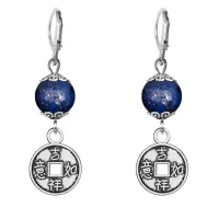 Серьги-амулеты Монетка (богатство), лазурит SE-MKA26-13