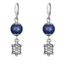 Серьги-амулеты Черепаха (здоровье и долголетие), лазурит SE-MKA26-16