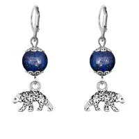 Серьги-амулеты Медведь (защита, сила, победа), лазурит SE-MKA26-19