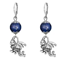 Серьги-амулеты Дракон (удача, могущество, успех), лазурит SE-MKA26-25