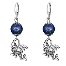 Серьги-амулеты Дракон (удача, могущество, успех), лазурит SE-MKA26-25