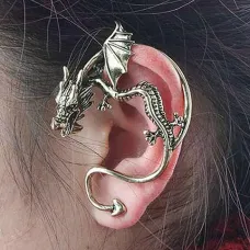 Серьга Дракон 58х35мм, цвет бронз. SE057-B