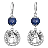 Серьги-амулеты Подкова (счастье), лазурит SE-MKA26-31