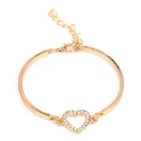 Браслет Сердце со стразами, цвет золот. BS183-G