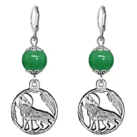 Серьги-амулеты Волк (защита, сила, победа), нефрит SE-MKA27-07