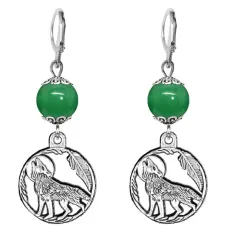Серьги-амулеты Волк (защита, сила, победа), нефрит SE-MKA27-07