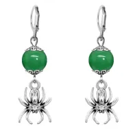 Серьги-амулеты Паук (защита, трудолюбие, достаток), нефрит SE-MKA27-14